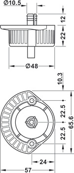 Fästplatta, för sockelsystem Häfele AXILO™ 48