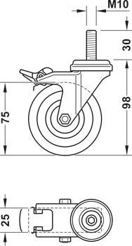 Maskin- och apparathjul, med mjuk glidyta, fast eller svängbar