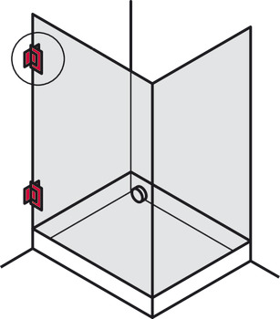 Gångjärn för duschdörr, För vägg-glas-förbindelse