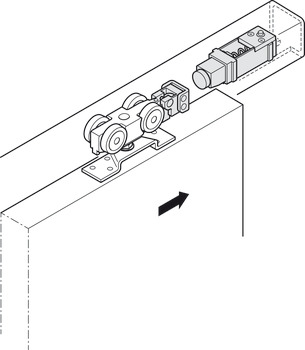 Extrasats anslagsdämpare, Push-to-Open, för skjutdörrsbeslag Häfele Slido D-Line11, för trä- och glasdörrar