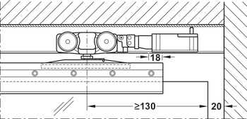 Extrasats anslagsdämpare, Push-to-Open, för skjutdörrsbeslag Häfele Slido D-Line11, för trä- och glasdörrar