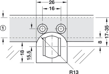 låsdel, Duomatic Push, för profiler för aluminiumramar med bredd 17 till 35 mm