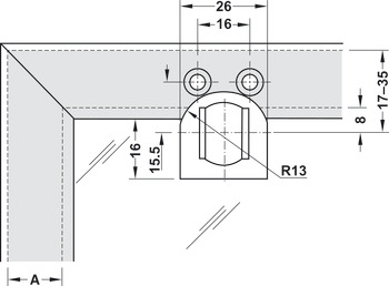 låsdel, Duomatic Push, för profiler för aluminiumramar med bredd 17 till 35 mm