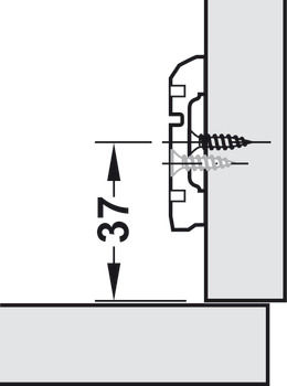 Kryssmonteringsplatta, Häfele Metalla A, med slide-on teknik, för skruvmontering