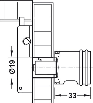 vridknopp, Häfele Symo, Längd 33 mm, för spanjolettlås Standard Nova, vänster
