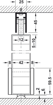 Skjutdörrsbeslag, Häfele Slido D-Line802 150T, set, med segmentcirkelrulle