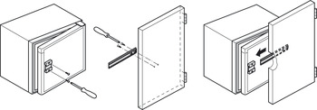 kylskåpsgångjärn, för anslutning av dörren på kylskåpet för inbyggnad den färdighängda inredningsdörren