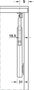 uppfällningsbeslag, Häfele Free flap H 1.5 - Modell i helplast 1 st. för ensidig användning