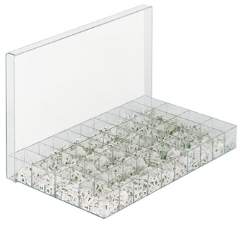 stickbokstäver, fällbar, för textlist apotekssystem Pharma-Org, i transparent låda